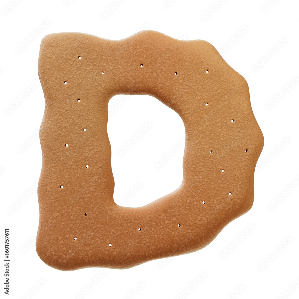 Poster 3d font.chocolate biscuit donut font concept. isometric alphabet. numbers and letters. 3d rendering 