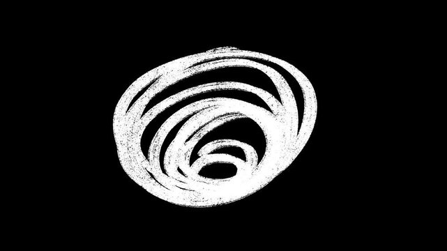 Hand Drawn White Circle Doodle Animation On Black Screen