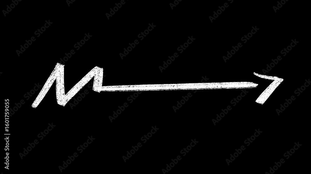 Poster animated hand drawn wavy arrow pointing right for design and presentation element