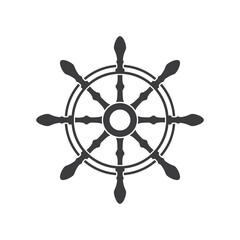 Obraz premium ship wheel logo vector illustration