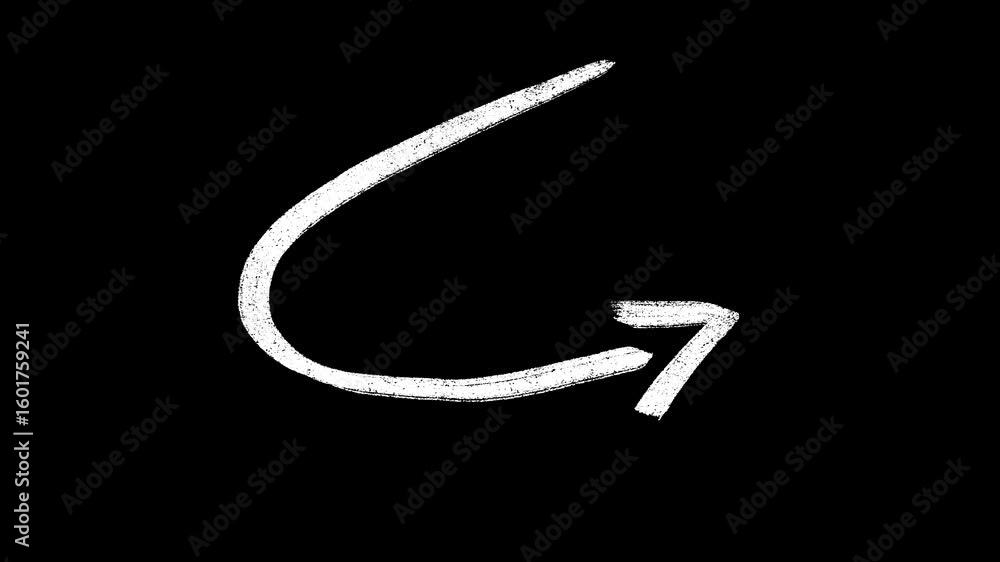 Poster animated hand drawn curved arrow pointing right for design and presentation element