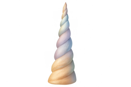 Pastel unicorn horn gleaming softly, casting magical shimmer against transparent backdrop with delicate, ethereal elegance - Powered by Adobe