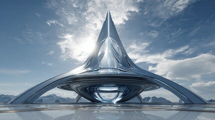 Aura Gate Podium: Futuristic Floating Transfer Point. (Focuses on the energy and function).