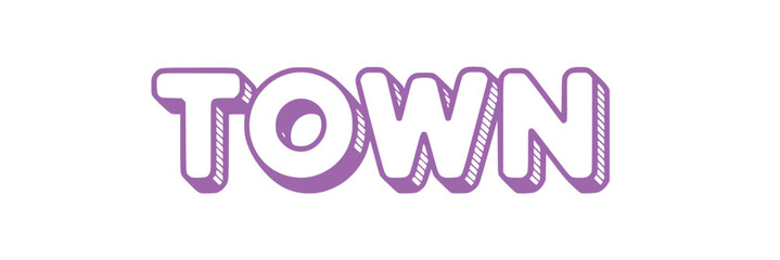 Purple Town Text Graphic.