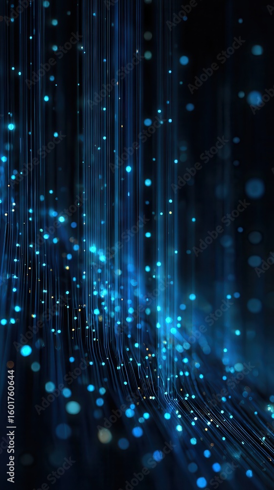 Poster vibrant blue tech abstract background with glowing lines, dots. dynamic circuit board pattern for cy