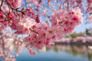 Obraz premium Cherry blossoms blossom on a sunny spring day
