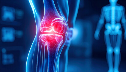 Human Knee Pain: Medical 3D Illustration of Joint Inflammation and Injury