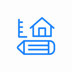 house pencil ruler icon sign vector