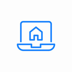 laptop and home icon online real estate platform icon sign vector