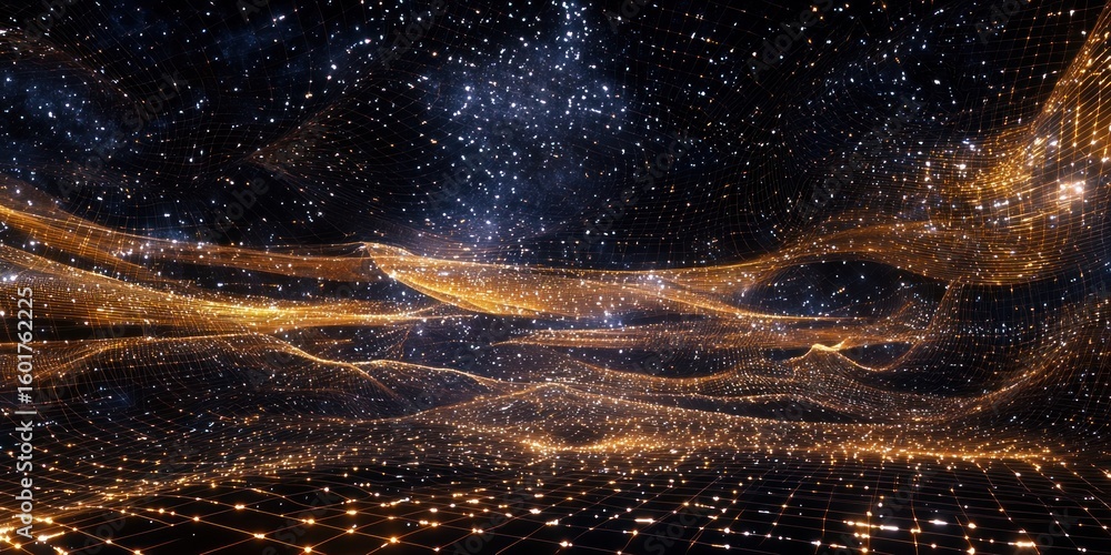 Aufkleber a cosmic setting where ideas appear as floating structures of luminous energy