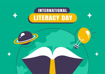 Hand-Drawn Vector Illustration of World Literacy Day for Social Media Background