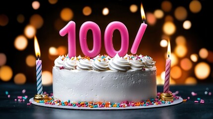 Celebratory cake for a hundredth birthday or anniversary