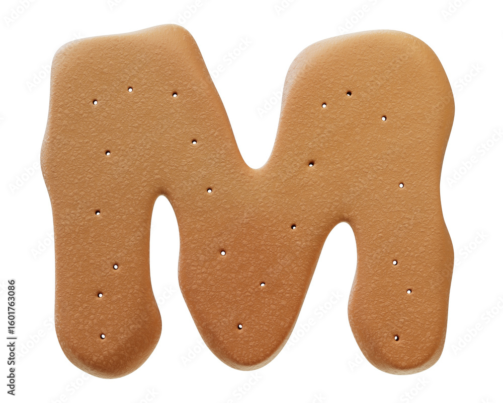 Fototapete 3D Font.Chocolate Biscuit Donut Font Concept. Isometric Alphabet. Numbers And Letters. 3d rendering isolated on white background