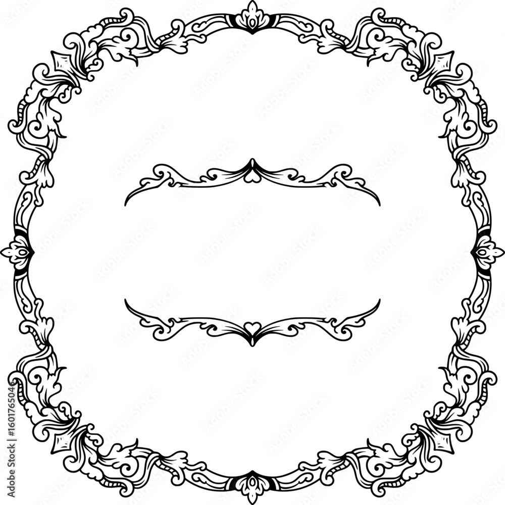 Fototapete luxury black and white vintage frame with empty space in the middle to add text