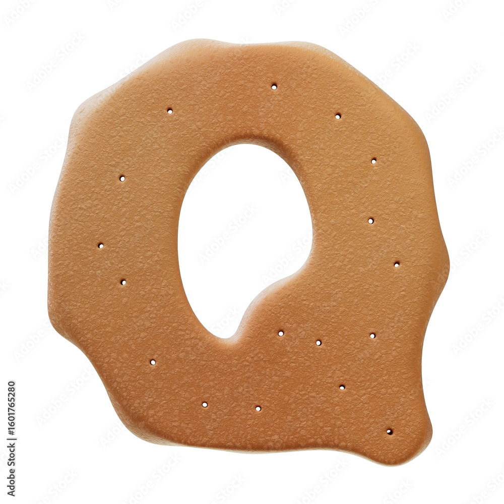 Poster 3d font.chocolate biscuit donut font concept. isometric alphabet. numbers and letters. 3d rendering 