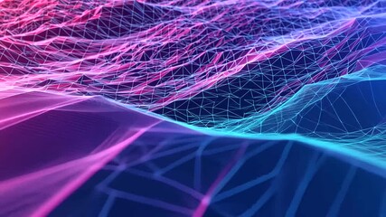 Abstract digital landscape with neon lines and vibrant colors creating a futuristic atmosphere - Powered by Adobe