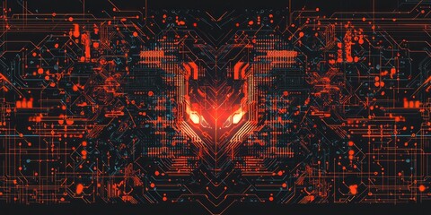 A cyberpunk-inspired representation of data security, featuring abstract AI firewalls and cryptographic patterns