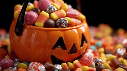 Halloween candy in a pumpkin bucket (1)