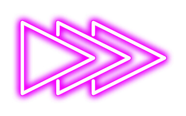 Glowing pink neon arrows pointing right, a vibrant icon representing progress, speed, and moving forward into the future.