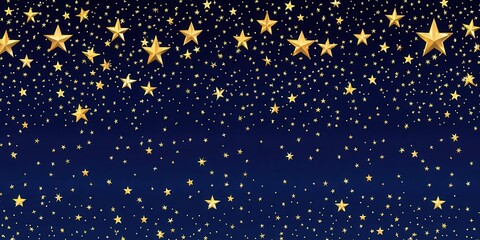 A stunning night sky filled with golden stars twinkling against a deep blue backdrop, creating a magical and serene atmosphere that invites wonder and contemplation.