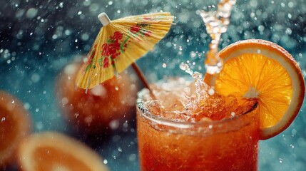 Refreshing drink with orange slice