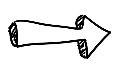 Hand-drawn 3D arrow sketch pointing right, a symbol for direction, progress, and moving forward.