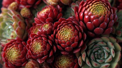 Fototapeta premium Stunning Close-Up of Red and Green Succulents