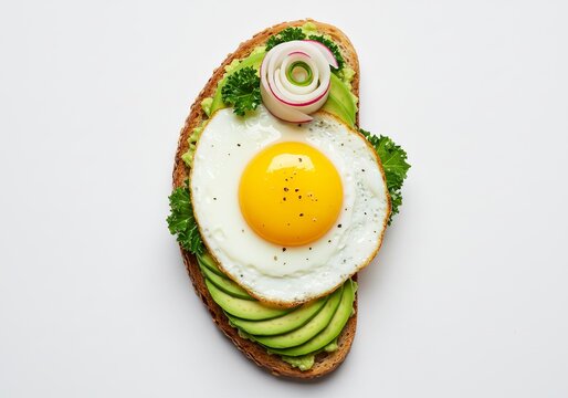A delicious and healthy avocado toast topped with a perfectly fried sunnysideup egg and