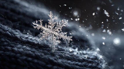 Detailed snowflake on dark fabric (1)