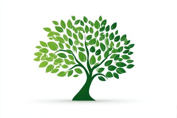 Obraz premium Green stylized tree with organic leaves against a white background