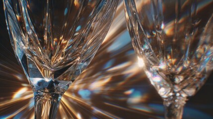 Close-up of crystal wine glasses