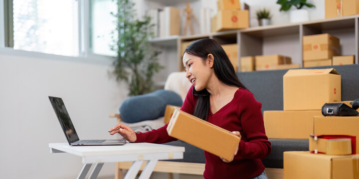 Woman Managing Deliveries and Communication in Home Office