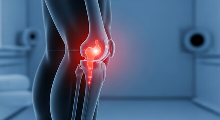 Human Knee Pain: Medical Illustration of Joint Inflammation and Injury