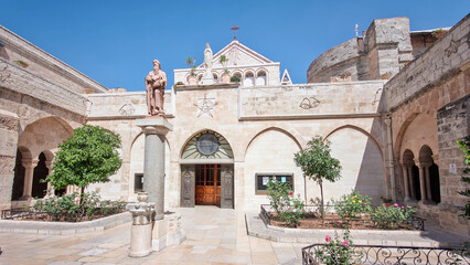 The Church of the Nativity of Jesus Christ timelapse hyperlapse. Palestin. The city of Bethlehem.