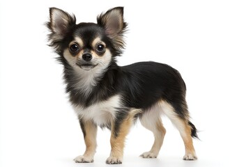 Chihuahua in front of a white backdrop
