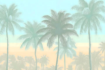 Obraz premium Tropical Palm Tree Patterns with Subtle Sunset Gradients