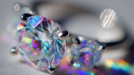 Close-up of a sparkling diamond ring