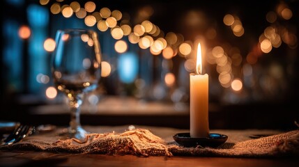Candlelit dinner setting