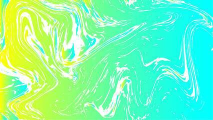 Abstract vivid fluid art background with swirling marbled patterns in electric green, cyan, and white. Flows with chaotic, organic shapes resembling liquid or melted. Dynamic and intense vibea