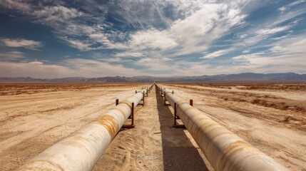 Pipeline traversing arid landscape