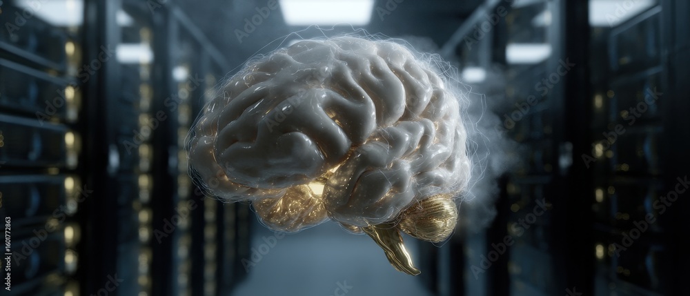 Aufkleber human brain and neural network concept in data center environment