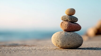 Stacked stones on beach