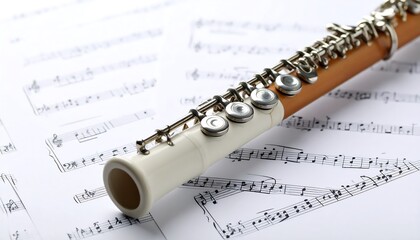 Flute on sheet music