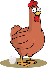 Hen hatches eggs design concept