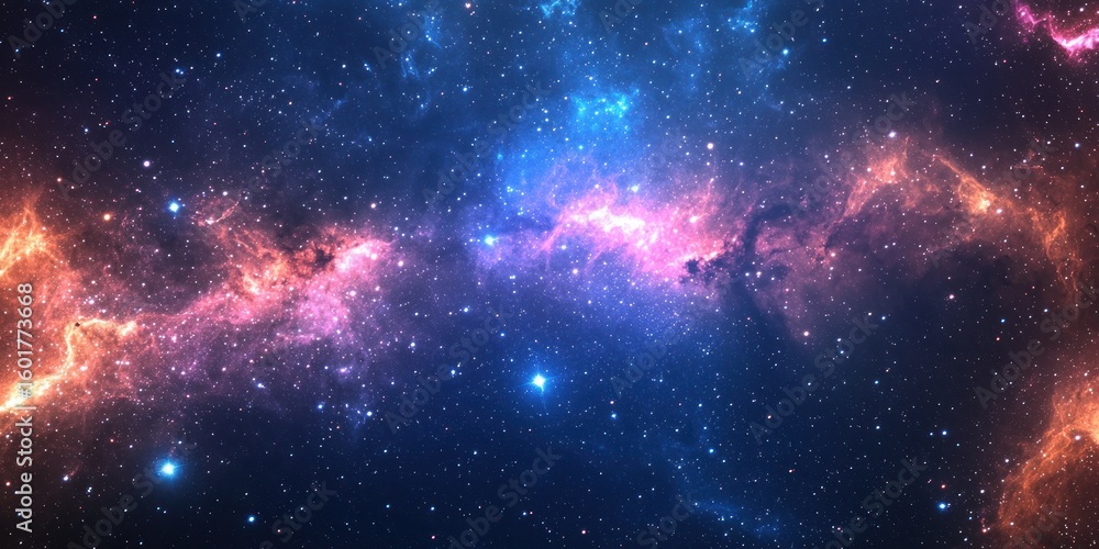 Poster a dreamlike celestial scene where abstract cosmic patterns form an endless galaxy