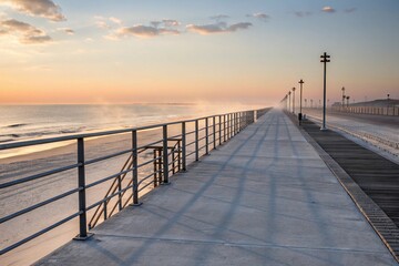 Obraz premium Coastal Serenity: Boardwalk at First Light
