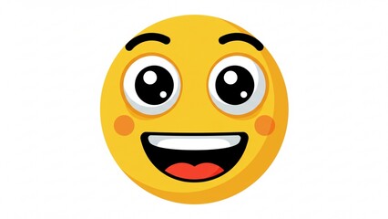 Vector illustration of an expressive emoji character with exaggerated cute eyes and bold facial expressions