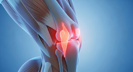 Human Knee Joint Pain: Medical 3D Illustration of Injury and Inflammation