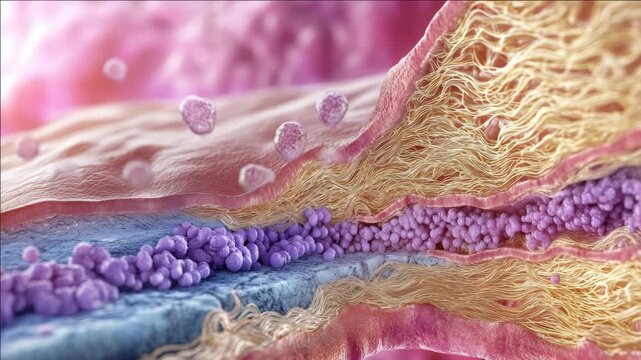 Vessels with endothelial cells and platelets activating to form a thrombus.