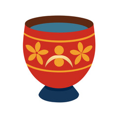 Original Hand Painted Japanese Sake Cup Vector Illustration with Wine Glass Decorative Pattern

